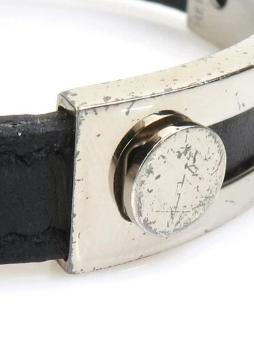 Auth HERMES Pusupusu Bracelet Black/Silver Leather/Metal - 56347a - Picture 6 of 10